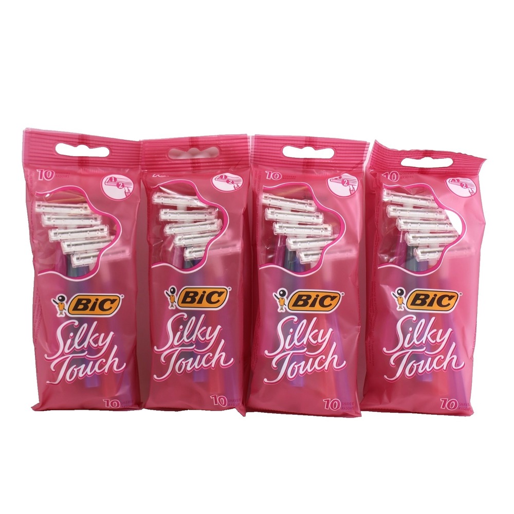 4 PACK BIC Silky Touch Women's Twin Blade Disposable Razors 10ct Each